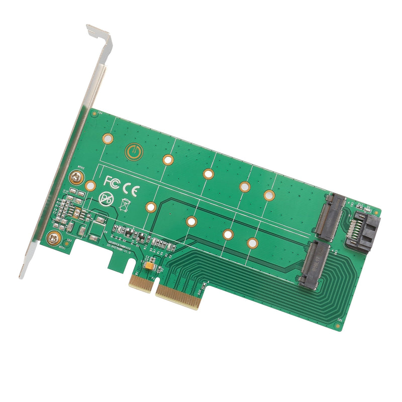 I/O Crest M2 SSD NVME M-Key to PCI-e 3.0 x4 Adapter Card and SATA B-Key M.2 to SATA Port convertor 22110 2280 2260 2242 2230 to with Low Profile Bracket - Dual M.2 PCIe Adapter M.2 M-Key & B-Key PCI-e