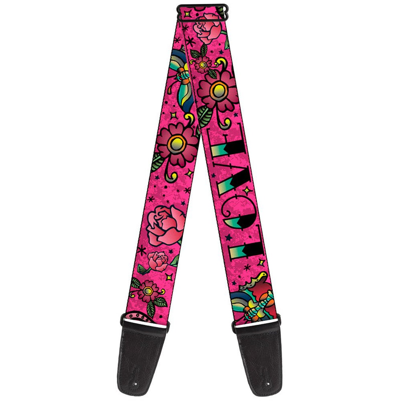 Buckle-Down Guitar Strap Love Kills Pink 2 Inches Wide (GS-W31211)