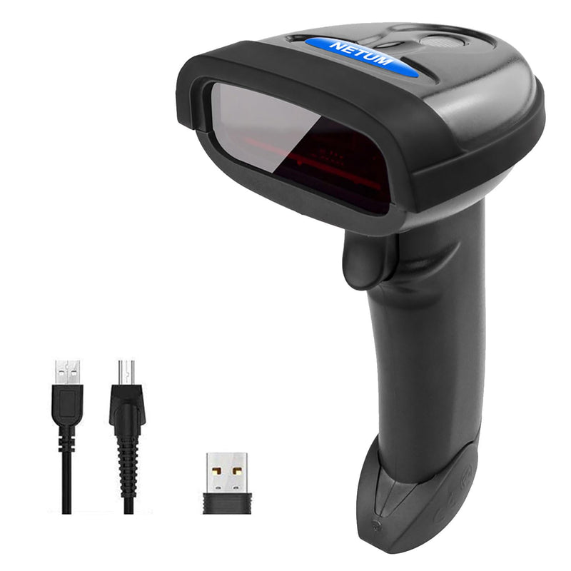 NETUM Wireless Barcode Scanner, 2 in 1 2.4G Wireless & USB Wired 1D Laser Barcode Reader Handheld Bar Code Reader Cordless Rechargeable Bar Code Scanner for Computer MAC Laptop (NT-1698W) NT-1698W