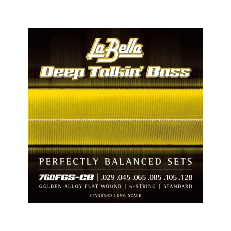 La Bella 760FGS-CB Golden Alloy Flat Wound Standard Long Scale Bass Guitar String 29-128
