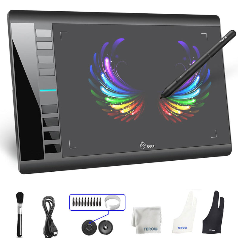 Graphics Drawing Tablet, UGEE M708 10 x 6 inch Large Digital Drawing Pad with 8 Hot Keys 8192 Levels Pen, Graphic Tablets for Computer Graphic Board Creation Sketch for PC/Laptop/Mac OS/Linux/Chrome 10 x 6 inches Wired M708 V3