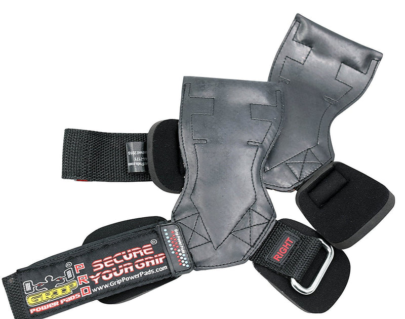 [AUSTRALIA] - Lifting Grips PRO Weight Gloves Heavy Duty Barbell Gymnastics Straps Alternative to Power Hooks Deadlifts Adjustable Neoprene Padded Wrist Wrap Black Rubber Medium 6.50"-7.50" Standard Wrist Size 
