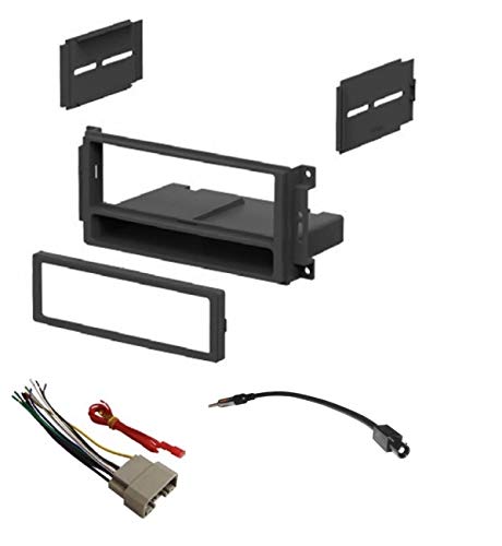ASC Single Din Car Stereo Kit, Wire Harness, and AM/FM Radio Antenna Adapter - Black, 1 Unit - Compatible with Jeep, Chrysler, Dodge, Mitsubishi, Volkswagen Vehicles