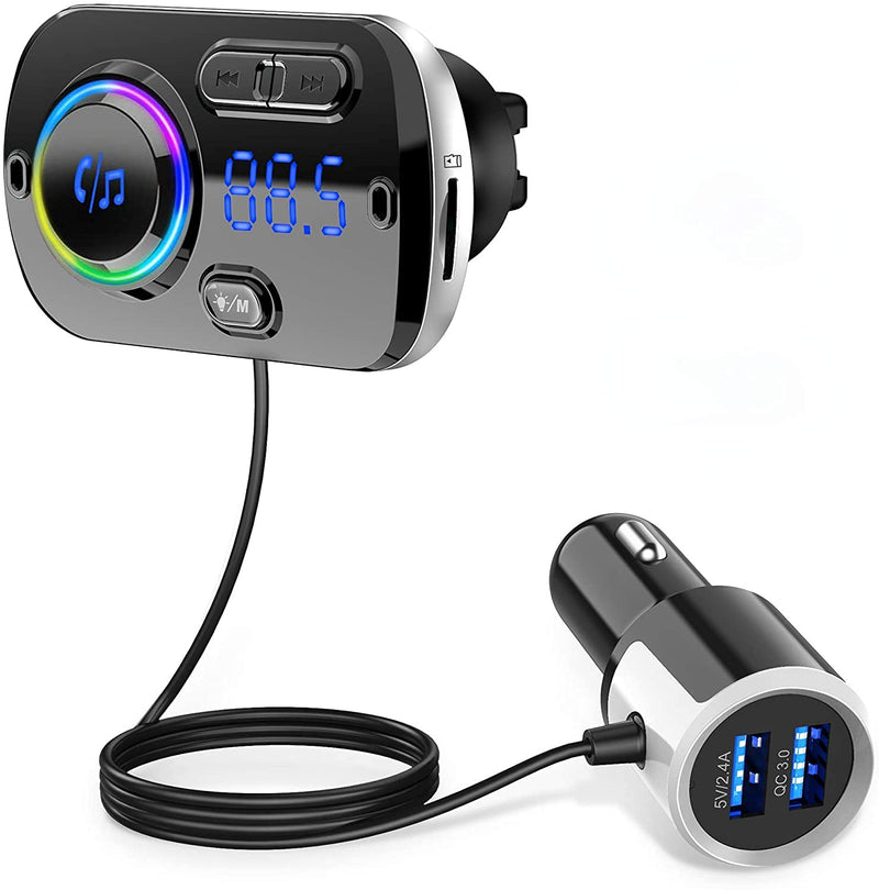 [AUSTRALIA] - FM Transmitter Bluetooth 5.0 Hands-Free Car Kit with Quick Charge QC 3.0 Car Radio Adapter with Microphone CVC Noise Reduction 