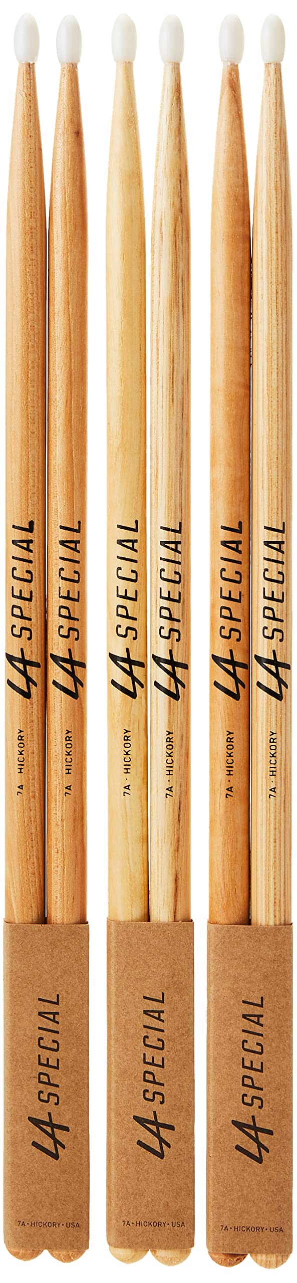 promark LA Specials Drum Sticks - 7A Drumsticks - Drum Sticks Set for Acoustic Drums or Electronic Drums - Oval Nylon Tip - Hickory Drumsticks - Consistent Weight and Pitch - 3 Pairs