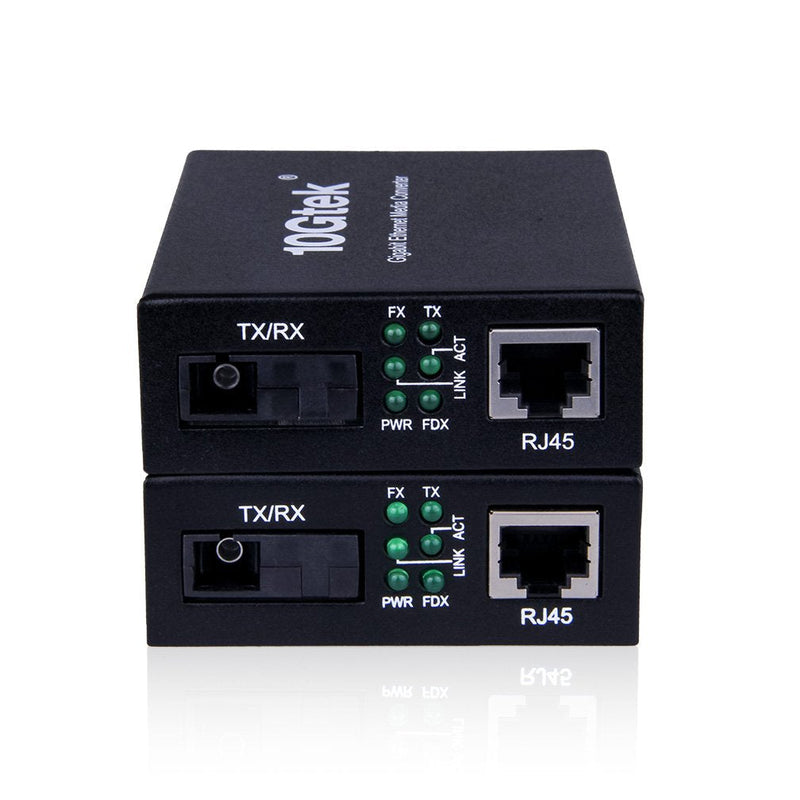 ipolex A Pair of Gigabit Ethernet Single-Mode SC Fiber Bidi Media Converter, Built-in BiDi SFP B LX Fiber Module, 1310/1550nm, SMF, up to 20KM, SC Fiber to 10/100/1000Base-TX (UTP/STP/Cat5e/Cat6 RJ45) 1-Pair