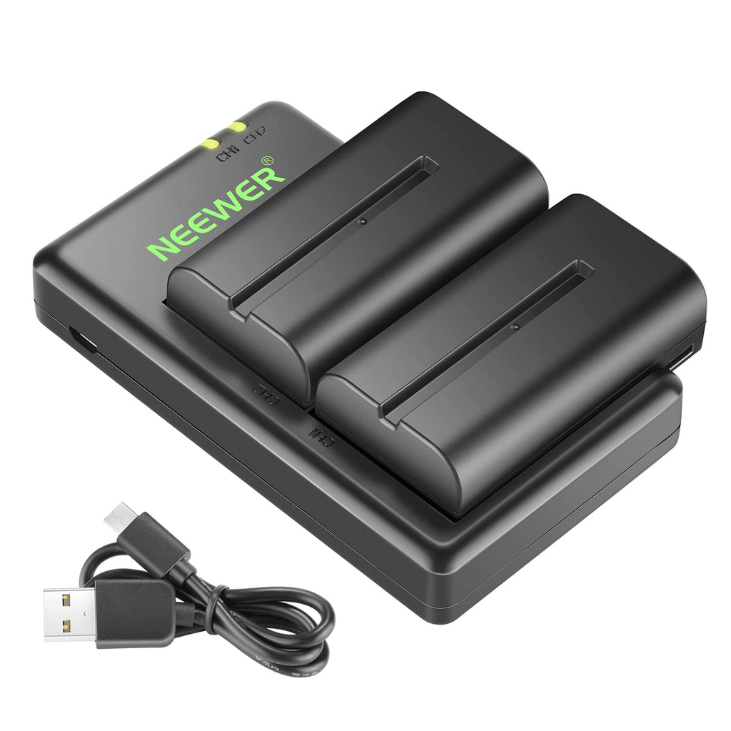 NEEWER NP-F550 Battery Charger Set Compatible with Sony NP-F970 F750 F770 F960 F550 F530 F330 F570 CCD-SC55 TR516 TR716 TR818 TR910 TR917, NEEWER Led Light/Monitor/Camera Slider (2 Pack, Black)