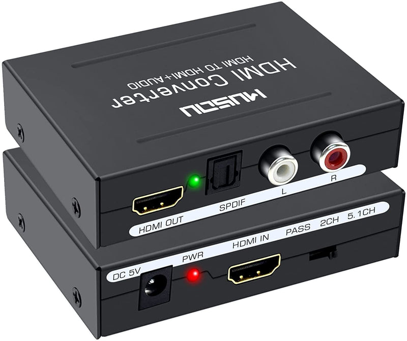 [AUSTRALIA] - Musou 4K HDMI Audio Extractor,HDMI to HDMI + Optical Toslink(SPDIF) + RCA(L/R) Stereo Analog Outputs Video Audio Splitter Converter Support 4k 1080P,Black 