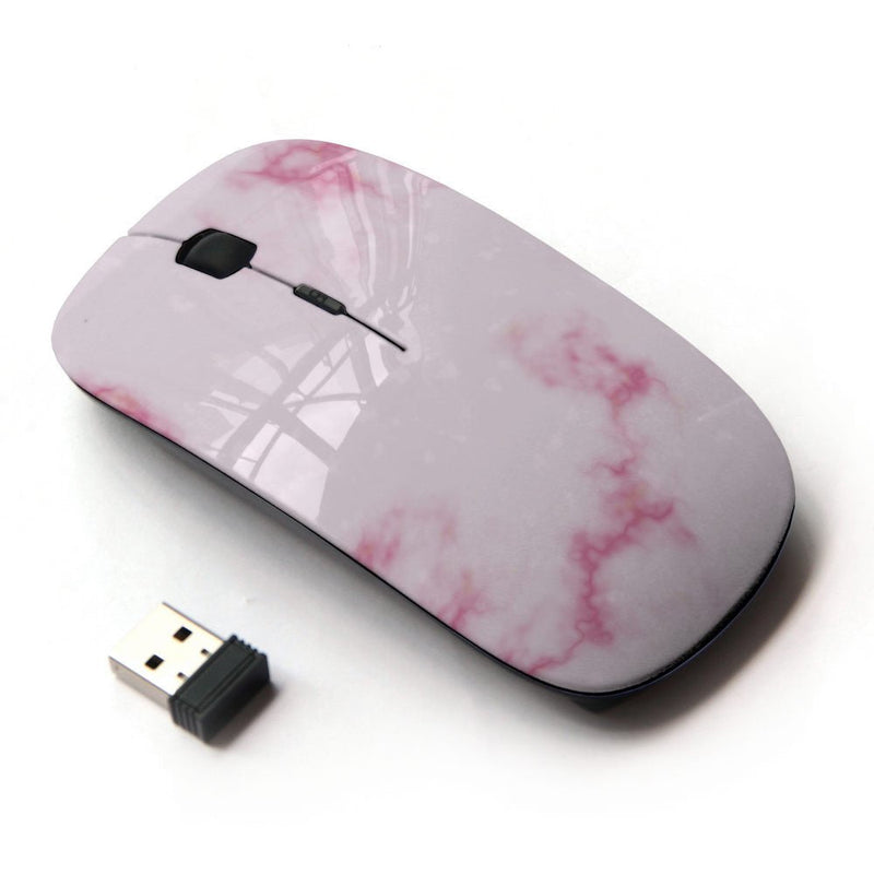 STPlus Light Pink Marble Design Pattern 2.4 GHz Wireless Mouse with Ergonomic Design and Nano Receiver Design #13