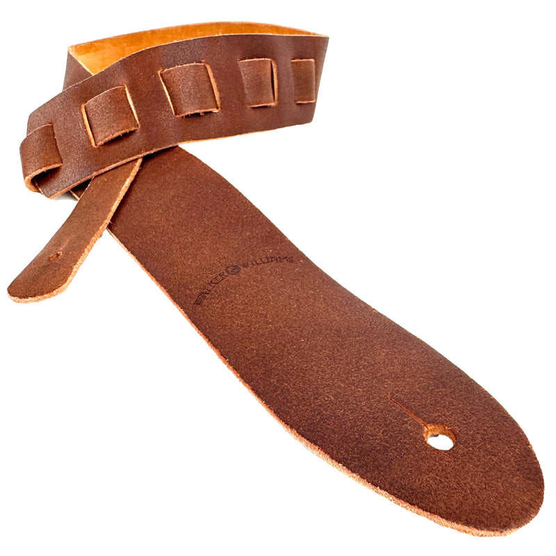 [AUSTRALIA] - Walker & Williams STR-07 Distressed Brown “Bomber Jacket” Finish Italian Leather Guitar Strap For Acoustic, Electric, And Bass Guitars 