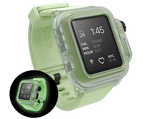 Waterproof Apple Watch Case 38mm Series 2 with Premium Soft Silicone Apple Watch Band by Catalyst, Shock Proof Impact Protection, Glow in The Dark