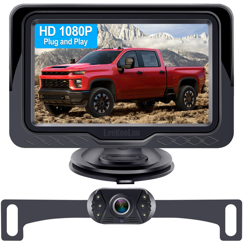 15-Minute Easy to Install Backup Camera: Plug-Play 15FT Clear Night Vision | HD 1080P Real-time Image Transmission for Backing Up Safely - Dustproof & Weatherproof Back Up Camera for Car Truck SUV 4.3" Monitor with Camera
