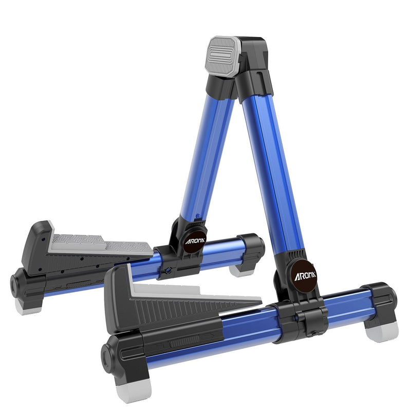 [AUSTRALIA] - Guitar Stand - Foldable Aluminum Floor Stand Adjustable for All Types of Guitars, Basses, Ukuleles and Violins, Banjo Easy to Carry Steady Stand Safe Protection (Blue) 