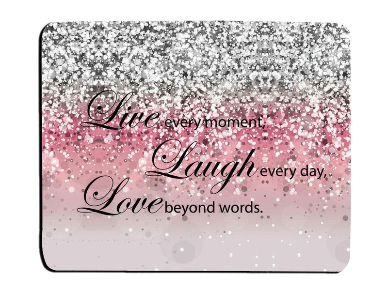 Glitter Mouse Pad Pink Sparkle Quote Live Love Laugh Customized Rectangle Non-Slip Rubber Mouse Pads Gaming Mouse Pad mp-130