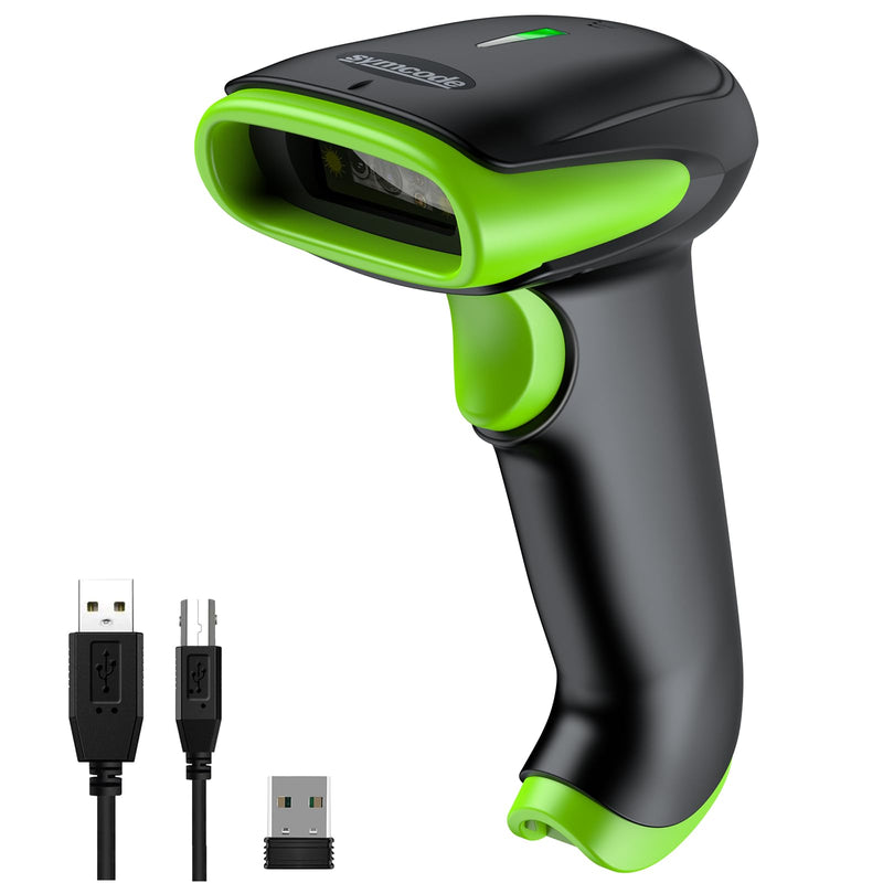 [AUSTRALIA] - Symcode Wireless Bluetooth Barcode Scanner,Bluetooth & USB Wired & 2.4G Wireless Connection Ergonomics Handheld Barcode Scanner Reader, 2D 1D QR Code Automatic Fast Precise scanning Scanner Green 
