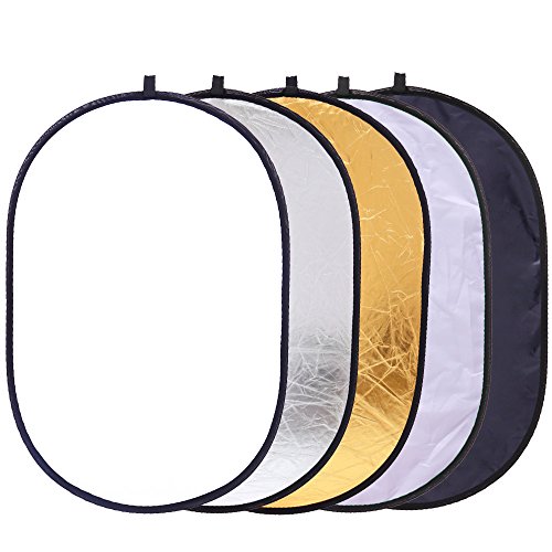 5 in 1 Portable 35"x47"/ 90x120cm Oval Collapsible Multi Disc Photography Studio Photo Camera Lighting Reflector/Diffuser Kit with Carrying Case, Great for Photo Shoots and Taking Pictures in Accurate