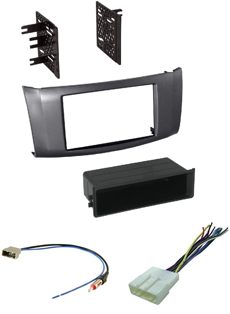 Charcoal Gray Car Stereo Install Dash Kit, Wire Harness, and AM/FM Radio Antenna Adapter -Made for Nissan: 2013 2014 2015 2016 2017 2018 Sentra