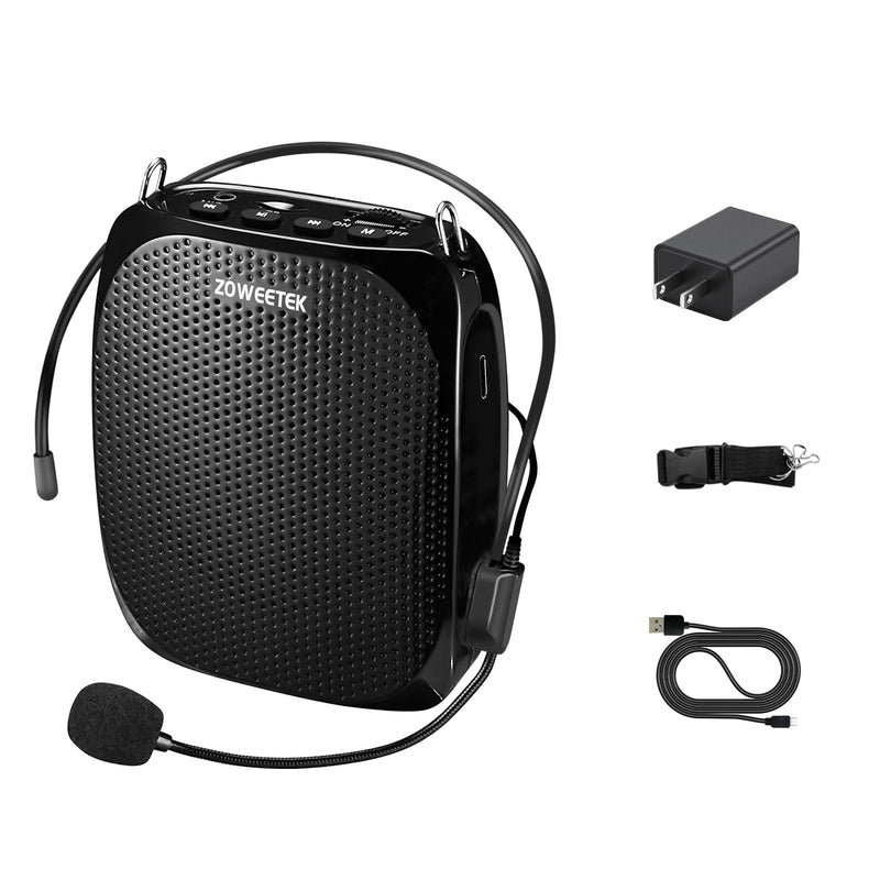 [AUSTRALIA] - ZOWEETEK ZW-Z258 Portable Rechargeable Mini Voice Amplifier for Teachers with Wired Microphone Headset and Waistband,Supports MP3 Format Audio for Speech, Class, Training,Tour Guide,Power Amplifiers Black 