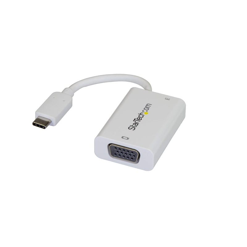 StarTech.com USB C to VGA Adapter with Power Delivery - 1080p USB Type-C to VGA Monitor Video Converter w/ Charging - 60W PD Pass-Through - Thunderbolt 3 Compatible - White (CDP2VGAUCPW)