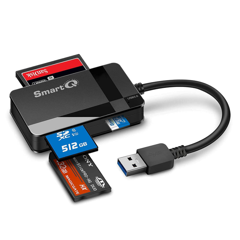 SmartQ C368 USB 3.0 SD Card Reader, Plug N Play, Apple and Windows Compatible, Powered by USB, Supports CF/SD/SDHC/SCXC/MMC/MMC Micro, etc. USB A
