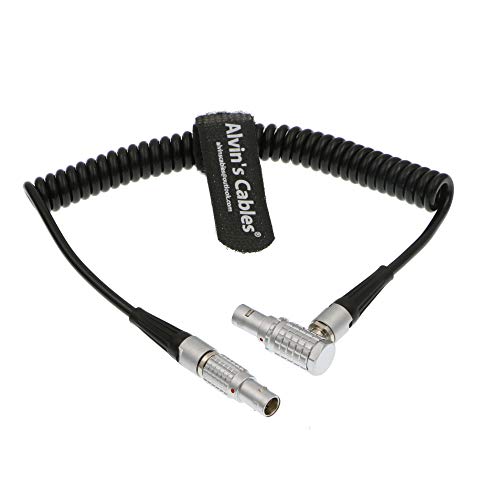 Alvin's Cables 5 Pin Timecode Coiled Cable for ARRI Alexa Sound Devices ZAXCOM DENECKE XL-LL Right Angle 5pin