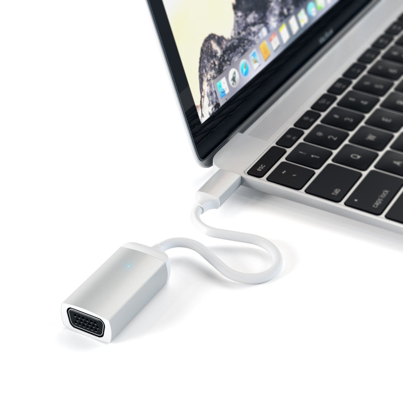 Satechi Type-C VGA USB-C Cable Adapter 1080p/60Hz - Compatible with 2018 MacBook Air, 2018 iPad Pro, 2016/2017/2018 MacBook Pro/MacBook, Microsoft Surface Go and More (Silver) Silver