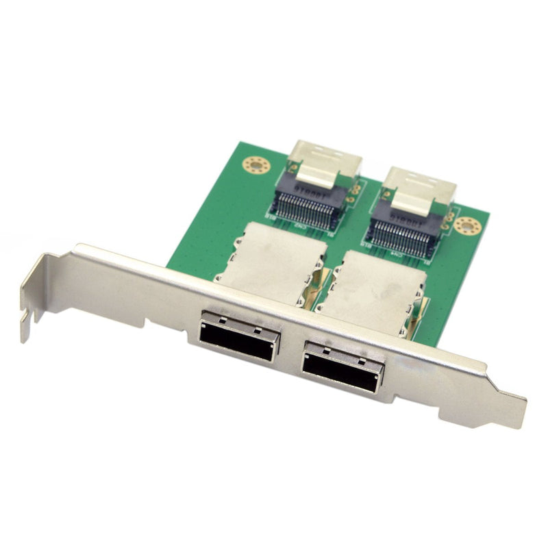 [AUSTRALIA] - Cablecc Dual Ports Mini SAS SFF-8088 to SAS 36Pin SFF-8087 PCBA Female Adapter with PCI Bracket SFF-8087 TO SFF-8088 
