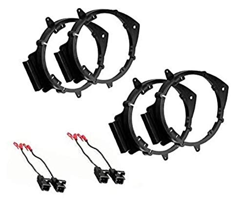 2 Pair 6+-Inch 6" 6.5" 6.75" Car Speaker Install Adapter Mount Bracket Plates w/Speaker Wire Connectors Compatible with Select GM GMC Vehicles- See below for compatible vehicles