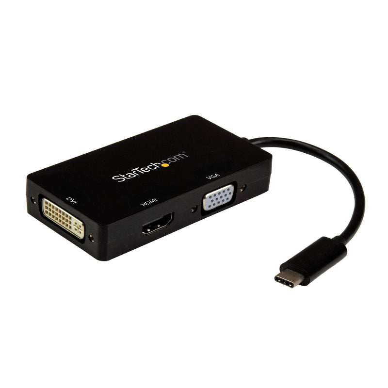 StarTech.com 4K USB C to HDMI, VGA & DVI Multi Port Video Display Adapter for Mac / Windows Laptop & Monitor (CDPVGDVHDBP) Black