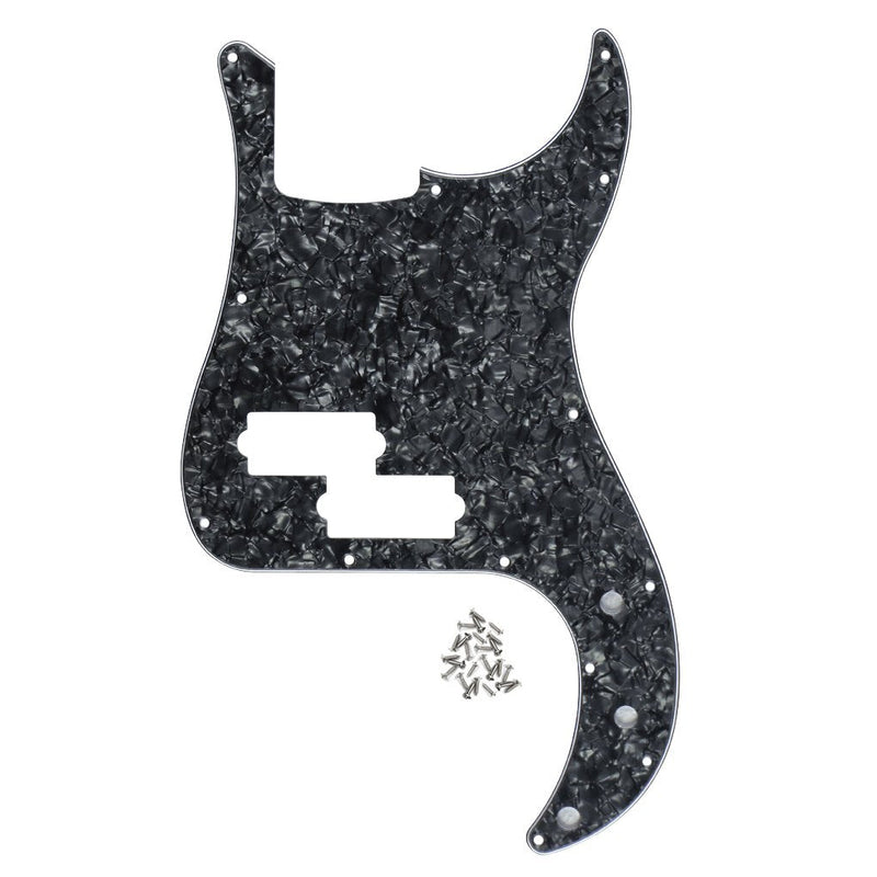 FLEOR P Bass Pickguard Guitar Scratch Plate Pick Guard for 4 String American/Mexican Standard Precision Bass Style, 4Ply Black Pearl