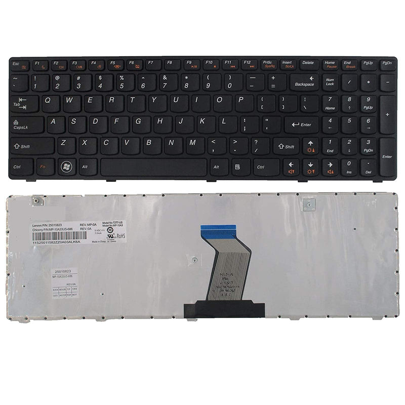 SUNMALL New Keyboard Replacement with Frame for IBM LenovoIdeapad G570 Z560 Z560A Z560G G575 G780 G770 Z565 Series Laptop/Notebook Black US Layout