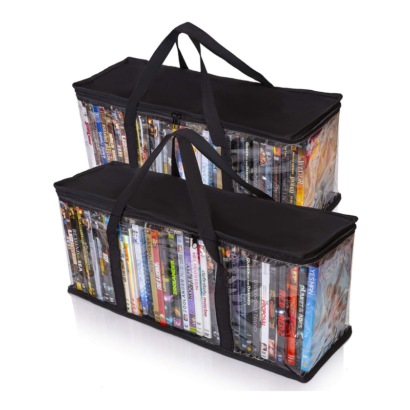 [AUSTRALIA] - Besti Home DVD Storage Bags (2-Pack) Holds 80 Total Movies or Video Games, Blu-ray, | Convenient Travel Case for Media | Stackable, Easy to Carry Black 