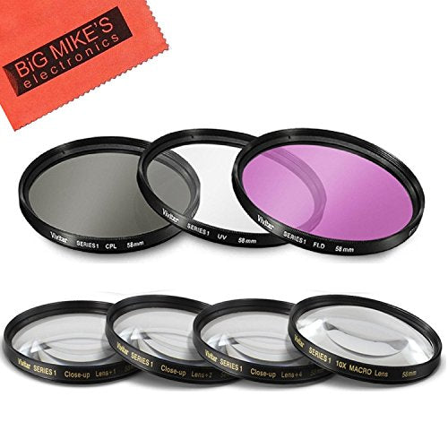 58mm 7PC Filter Set for Fujifilm X-T2, X-T3, X-T10, X-T20 Mirrorless Digital Camera with 18-55mm F2.8-4.0 R LM OIS Lens - Includes 3 PC Filter Kit (UV-CPL-FLD) and 4PC Close Up Filter Set (+1+2+4+10)