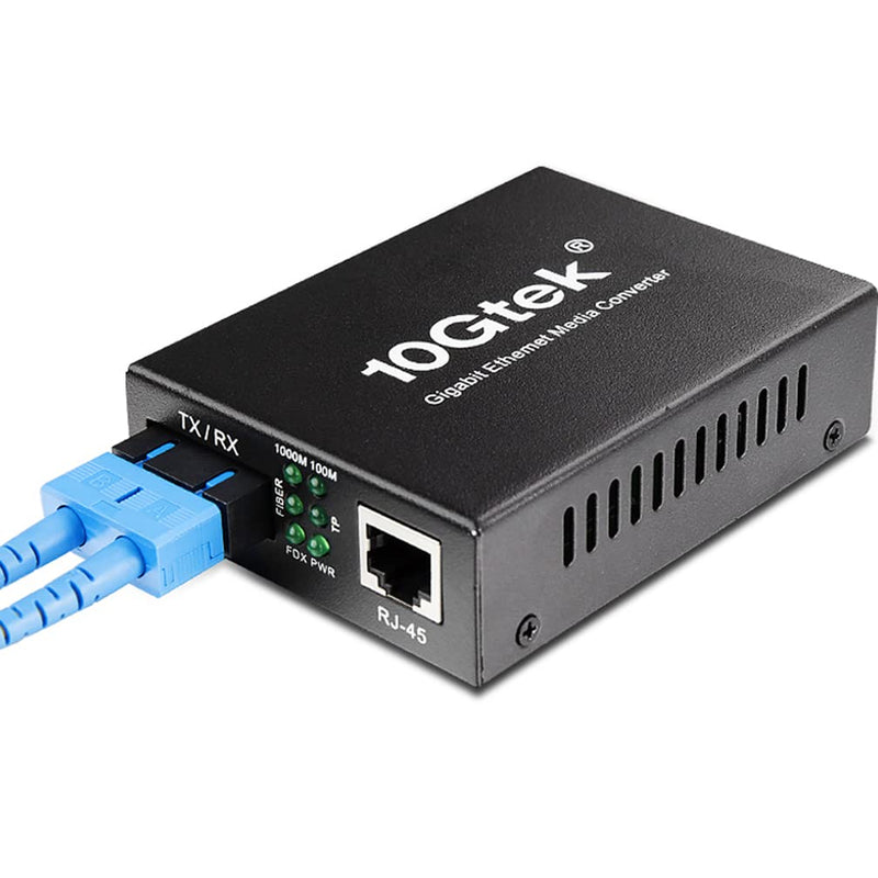 Fiber to Ethernet Media Converter, Gigabit Single Mode Dual SC Converter, Built-in Fiber Module up to 20km, Dual SC to 10/100/1000M RJ45, SMF, 1310nm SMF,SC,20km X1