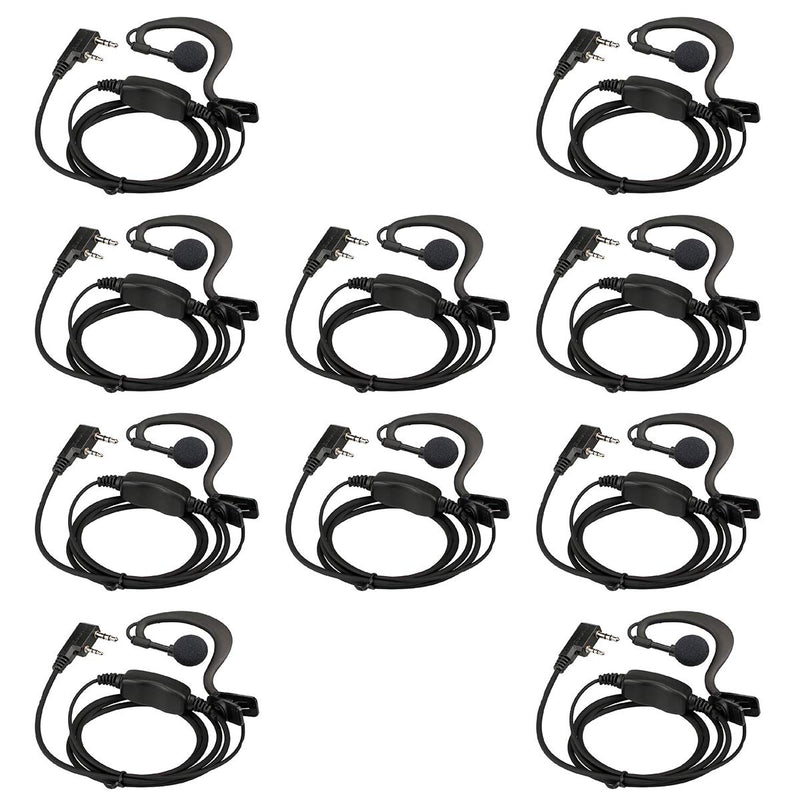 Retevis Case of 10, Two Way Radio Earpiece with Mic Single Wire Earhook Headset Compatible with Baofeng BF-888S UV-5R H-777 RT22 Arcshell AR-5 Walkie Talkies