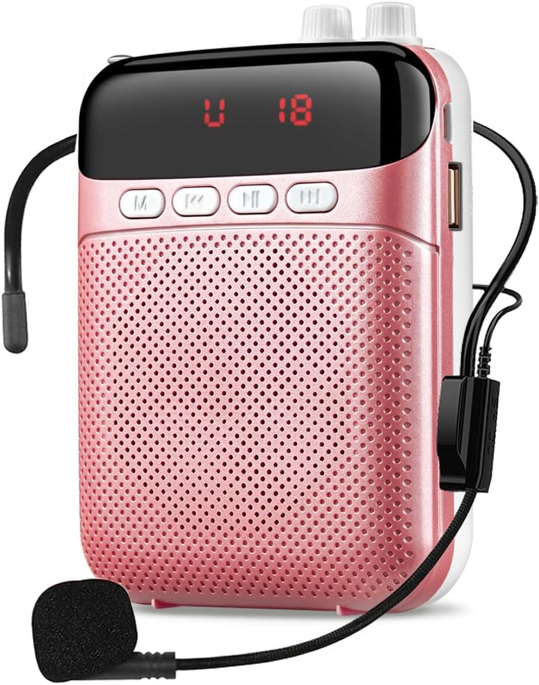 [AUSTRALIA] - Voice Amplifier MAONO Portable Rechargeable Mini Speaker with Wired Microphone Headset and Waistband, Support FM MP3 TF Card for Teachers, Coaches, Tour Guide, Classroom, Outdoors, C01 Gold Voice Amplifier 