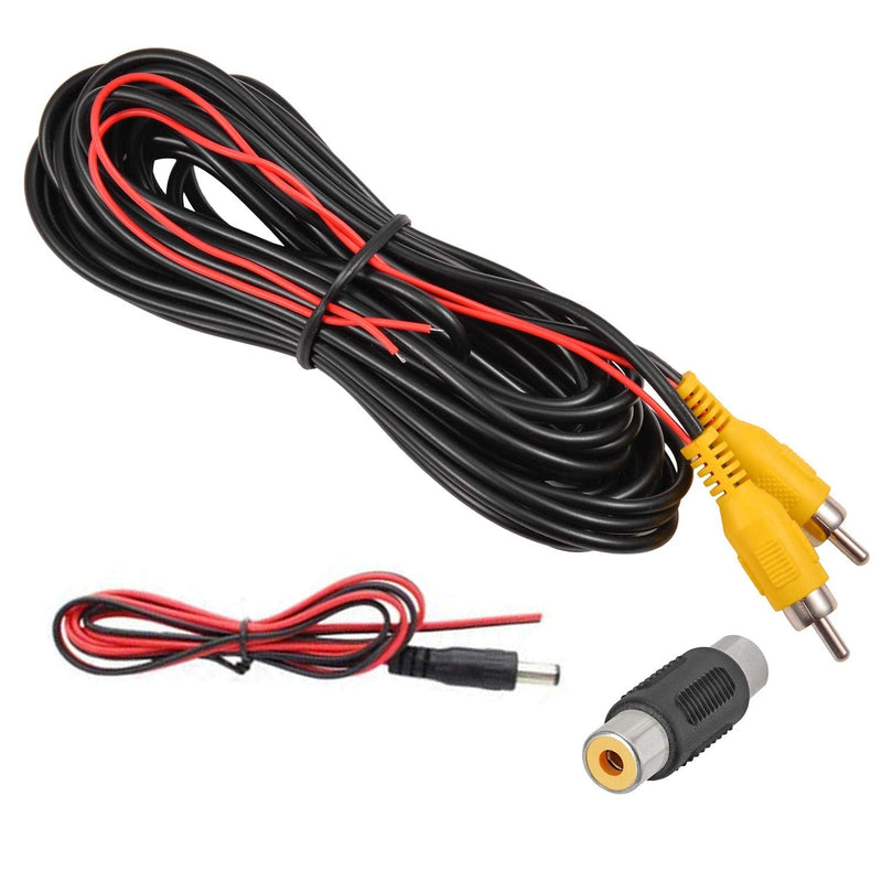 DALLUX Backup Camera RCA Video Cable,Car Reverse Rear View Camera Video Cable with Detection Wire(20FT/6 Meters),AV Extension Cable with RCA Video Female to Female Coupler and Power Cable RCAC02/20ft