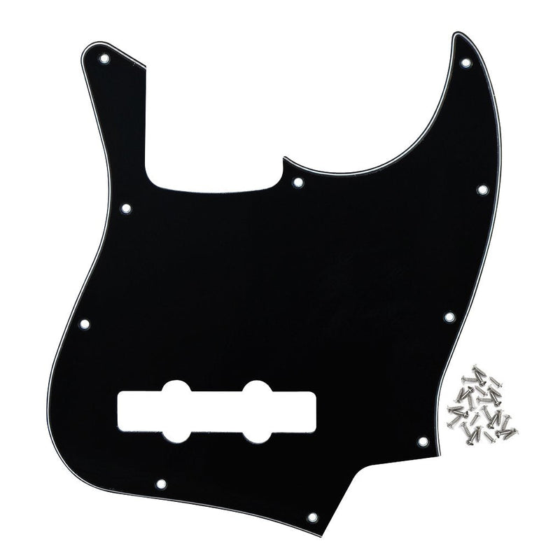 FLEOR 3Ply Black 10 Hole Jazz Bass Pickguard Scratch Plate Pick Guards for 4 Strings American/Mexican Standard Jazz Bass Part