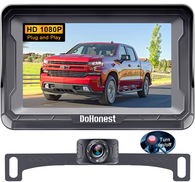 [AUSTRALIA] - DoHonest Backup Camera and Monitor Kit HD 720P Easy Installation for Car/Suv/Pickup/Truck/Van/RV/Trailer Single Power Rear View System Driving/Reversing Use IP68 Waterproof Night Vision 