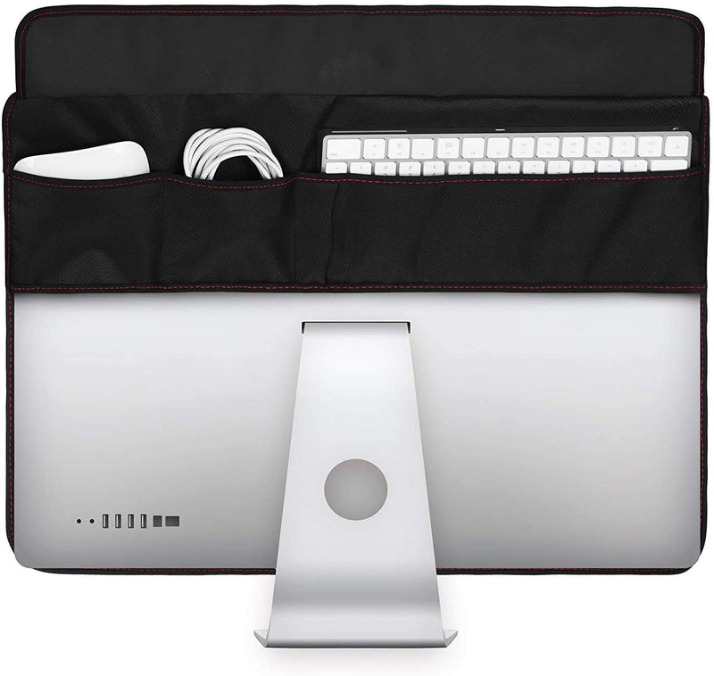 TXEsign PU Leather Protective Screen Dust Cover Sleeve with rear pocket Compatible with IMAC A1224 / A1311 / A1418 (21.5" with pocket, Black PU Leather) 21.5 Inch