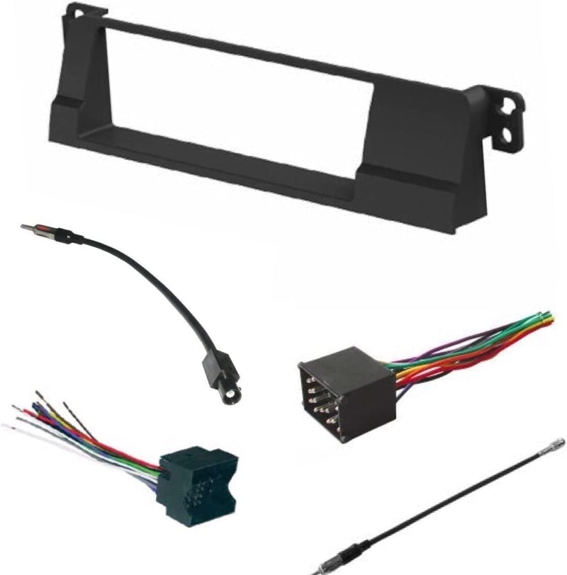 1x BMW E46 3 Series (1999-2005) 318/323/325/328/330 Single Din Radio Dash Kit, Wire Harness & Antenna Adapter