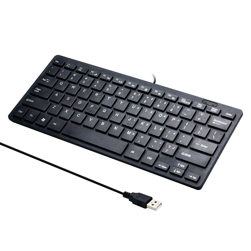 Mini 78 Keys Wired Keyboard - with Keyboard Cover Computer keypad for Laptop MAC Windows 10/8 / 7 / Vista/XP(Black+Keyboard Film) Black