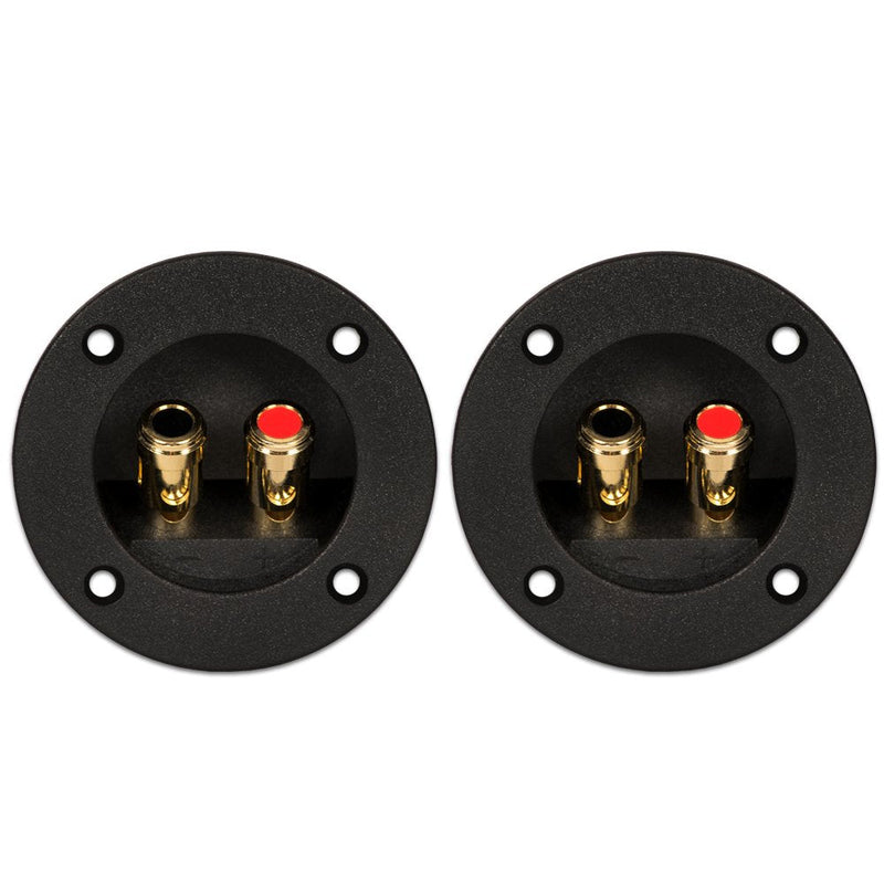 Goldwood Sound Speaker Box Terminal Cups 2 Round Power Speaker Terminal Plates Black (RGT-5050-2)
