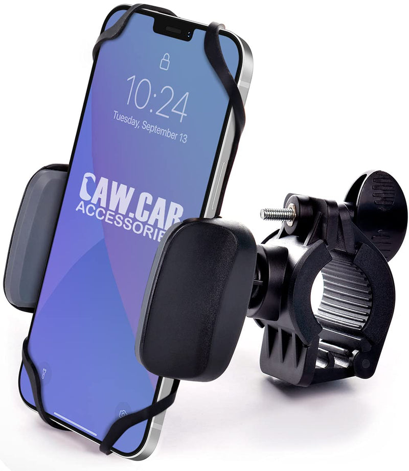 Metal Bike & Motorcycle Phone Mount for Any Smartphone (iPhone 16 Pro Max/e, Galaxy S25). Unbreakable Handlebar Cell Phone Holder for Bike, Scooter, Bicycle Phone Mount. x10 to Safeness & Comfort Metal (Aluminium)