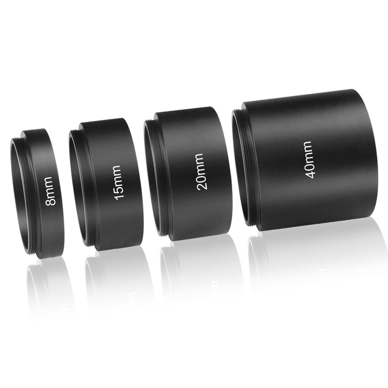 [AUSTRALIA] - Astromania Extension Tube, T2 Extension Tube Kit with M42x0.75 on Both Sides - Length 8mm 15mm 20mm 40mm, Telescope Photo Adapter Astrophotography Accessories Fit for M42 T2 T Ring DSLR/SLR Cameras 