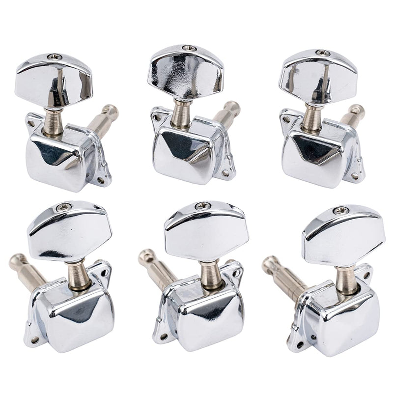 Musiclily Pro 3+3 Semi-closed Guitar Tuners String Tuning Pegs Keys Machine Heads Set for for Acoustic or Electric Guitar,Chrome Half Moon Button Chrome