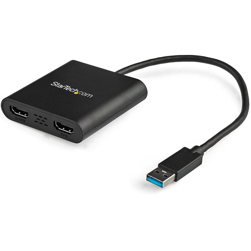 StarTech.com USB 3.0 to Dual HDMI Adapter - 1x 4K 30Hz & 1x 1080p - External Video & Graphics Card - USB Type-A to HDMI Dual Monitor Display Adapter - Supports Windows Only - Black (USB32HD2) 2x HDMI | USB 3.0 | Windows Only