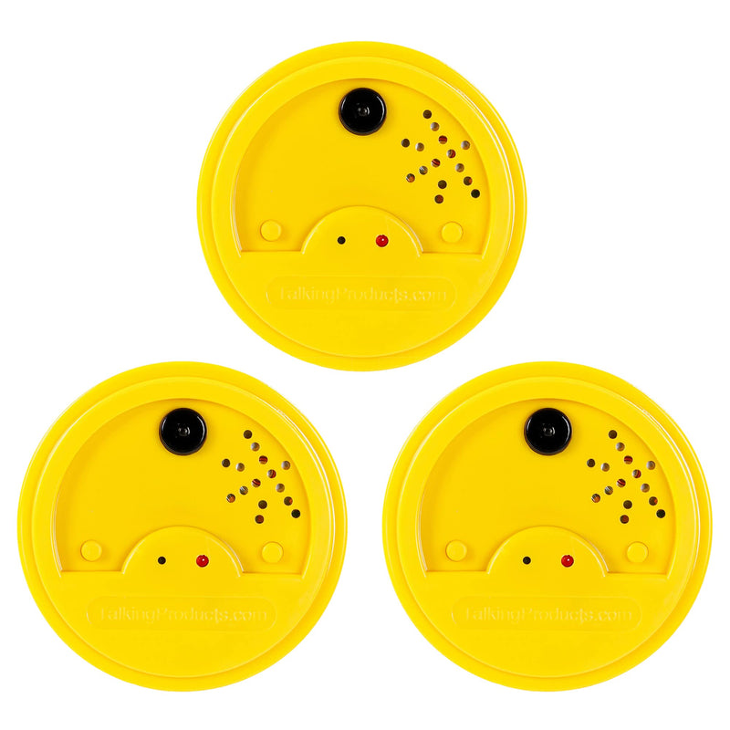 [AUSTRALIA] - Talking Products, Talking Tins Voice Recordable Sound Buttons, 20 Seconds Recording, Yellow, Pack of 3. Ideal Dementia Aid for Independent Living and Educational Activities pkg of 3 