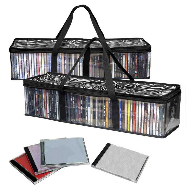[AUSTRALIA] - Evelots 2 Pack CD Storage Bags, Clear PVC Plastic-Holds 96 CDs with Cases Total-Strong Handles-Protects from Scratches/Dirt/Dust/Moisture Set of 2 