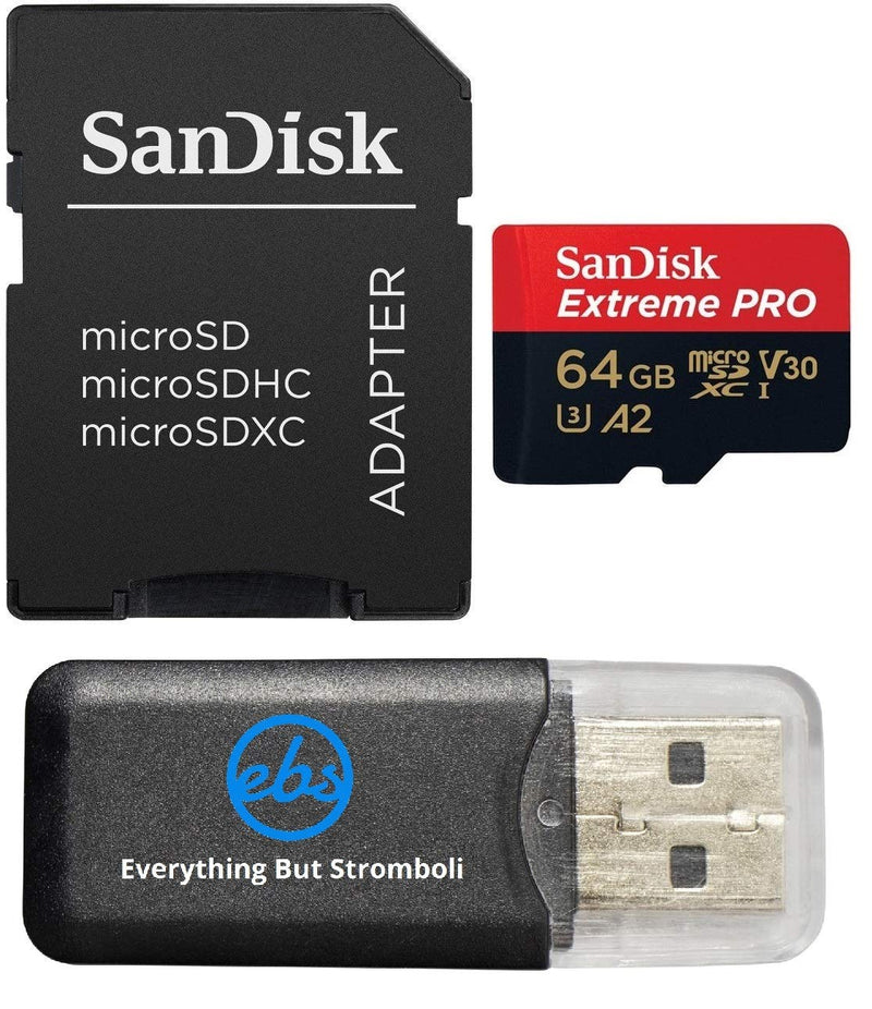64GB Sandisk Extreme Pro 4K Memory Card for Gopro Hero 6, Fusion, Hero 5, Karma Drone, Hero 4, Session, Hero 3, 3+, Hero + Black - UHS-1 V30 64G Micro SDXC with Everything But Stromboli Card Reader